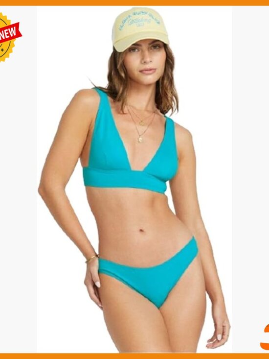 Recycled Nylon Plunge Bikini Top Supportive Underbust Band Pull-On Style